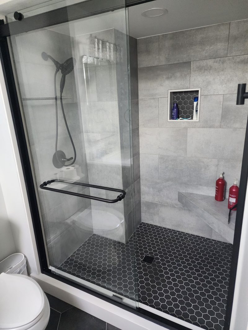 Finished custom double shower remodel